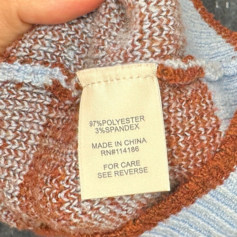 Sugar Moon Sweater Vest Womens Size L Light Blue Brown Check Floral - Picture 4 of 7